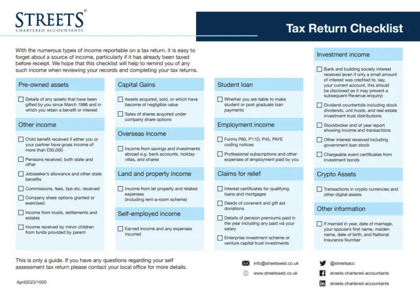 Tax Return Checklist